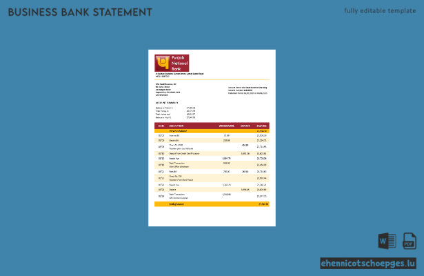 VAE Dubai PNB Unternehmensabschluss Word- und PDF-Beispielvorschau